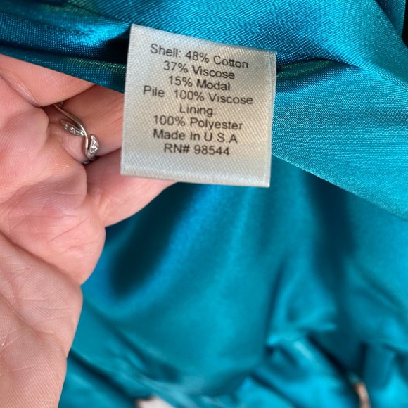 Beth Bowley 2pc blue velvet silk lined dress w/faux 🐆 coat - Picture 10 of 13